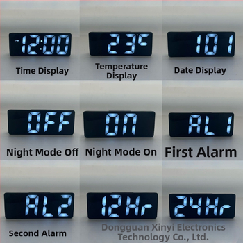 Ρολόι αφύπνισης για σαλόνι με οθόνη LED, θερμόμετρο, ημερολόγιο, νυχτερινό φως και αθόρυβη λειτουργία