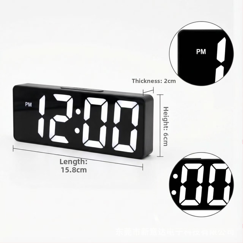 Ρολόι αφύπνισης για σαλόνι με οθόνη LED, θερμόμετρο, ημερολόγιο, νυχτερινό φως και αθόρυβη λειτουργία