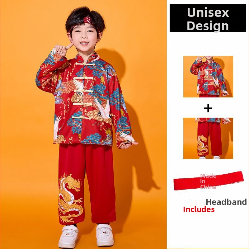 Costum unisex pentru copii pentru cor, stil Tang, poliester 90%, pentru vârsta 3–8 ani
