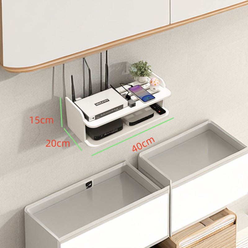 6‑razinski zidni regaĺ za usmjerivač, set‑top kutiju, Wi‑Fi i optički modem – od umjetne ploče