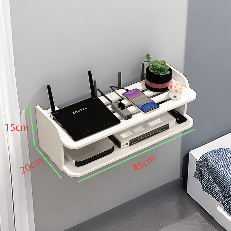 6‑razinski zidni regaĺ za usmjerivač, set‑top kutiju, Wi‑Fi i optički modem – od umjetne ploče