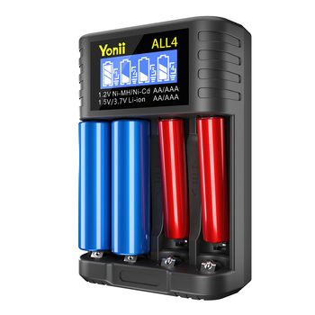 Punjač baterija – 4-pretinjski neovisni način punjenja, USB Type-C sučelje, ulaz 5V2A, izlaz 1.2V Ni-MH / 1.5V Li-ion, marka YONII, serija ALL4