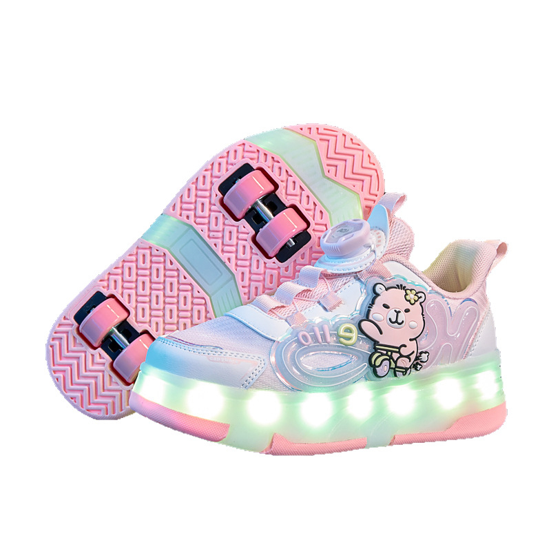 Pantofi luminoși pentru copii, partea superioară din plasă, imprimeu cu personaje de desene animate, rezistenți la uzură, talpă din material compozit