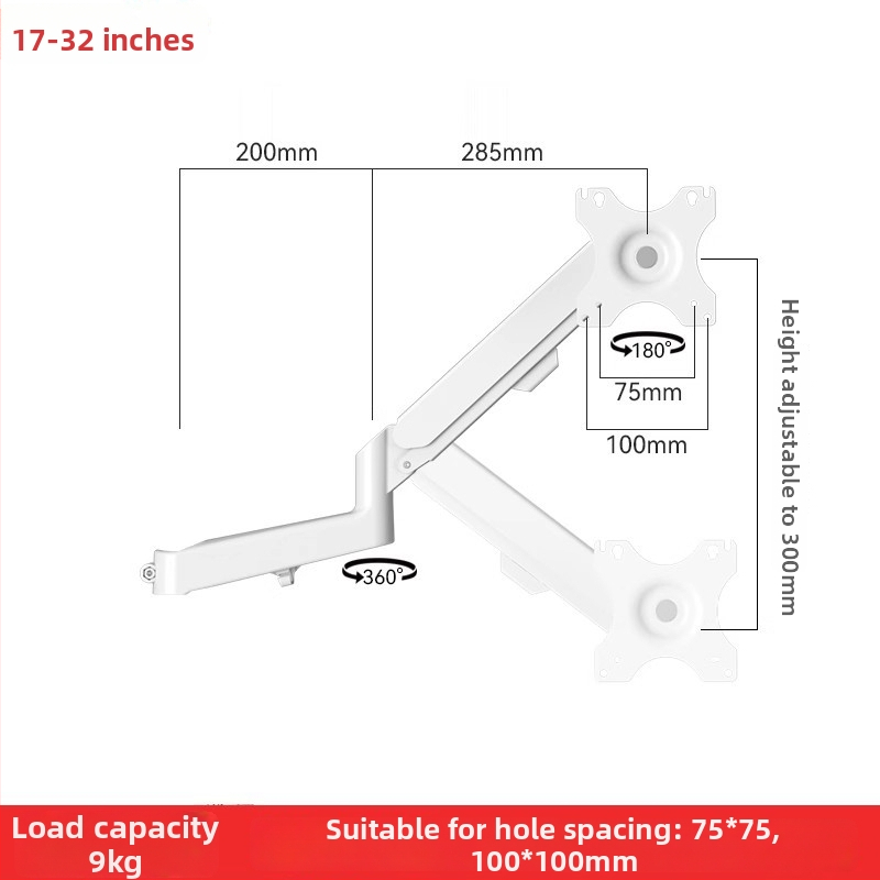 Držiak na dva monitory s plávajúcim ramenom (Materiál: studená valcovaná oceľ + hliníková zliatina; Kompatibilita: kov + plast; Značka: Hillport; Model: držiak na dva monitory)