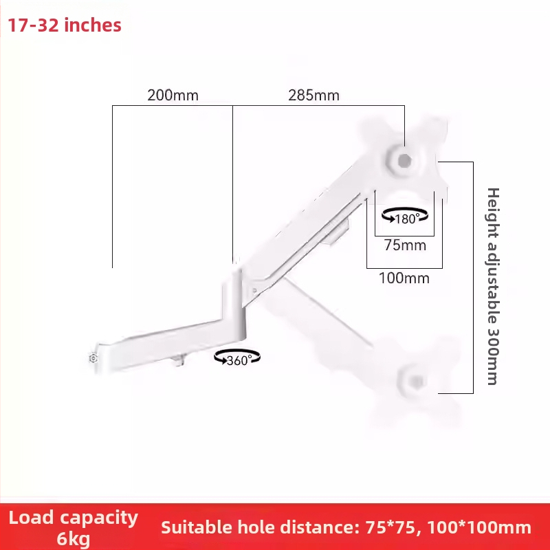 Držiak na dva monitory s plávajúcim ramenom (Materiál: studená valcovaná oceľ + hliníková zliatina; Kompatibilita: kov + plast; Značka: Hillport; Model: držiak na dva monitory)
