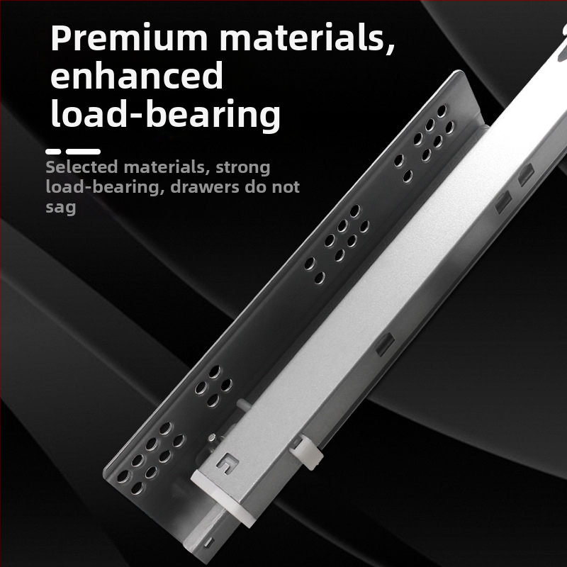 Zásuvný posuvný vodič s tlmičom, skrytý dvojsegmentový model, oceľová konštrukcia, moderný minimalistický štýl