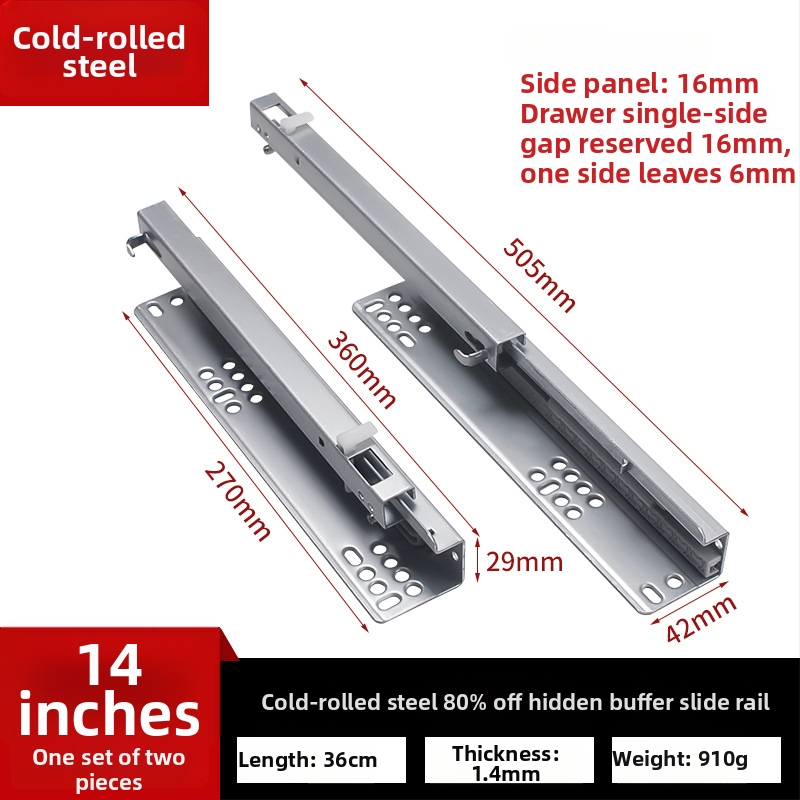 Zásuvný posuvný vodič s tlmičom, skrytý dvojsegmentový model, oceľová konštrukcia, moderný minimalistický štýl