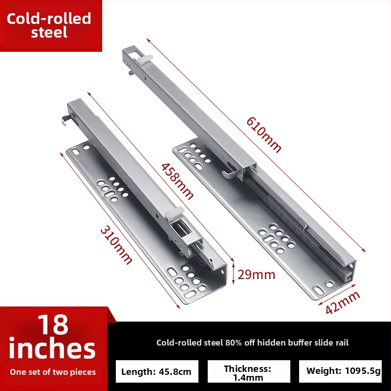 Zásuvný posuvný vodič s tlmičom, skrytý dvojsegmentový model, oceľová konštrukcia, moderný minimalistický štýl