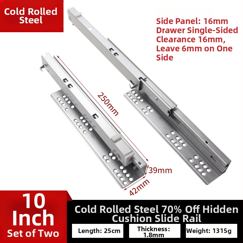 Zásuvný posuvný vodič s tlmičom, skrytý dvojsegmentový model, oceľová konštrukcia, moderný minimalistický štýl