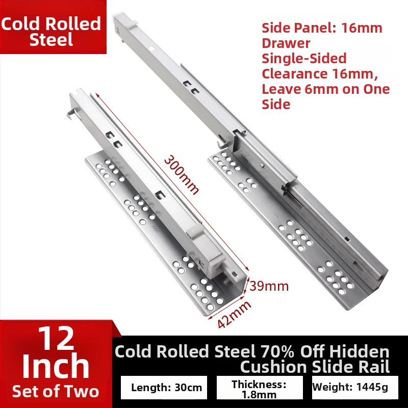 Zásuvný posuvný vodič s tlmičom, skrytý dvojsegmentový model, oceľová konštrukcia, moderný minimalistický štýl