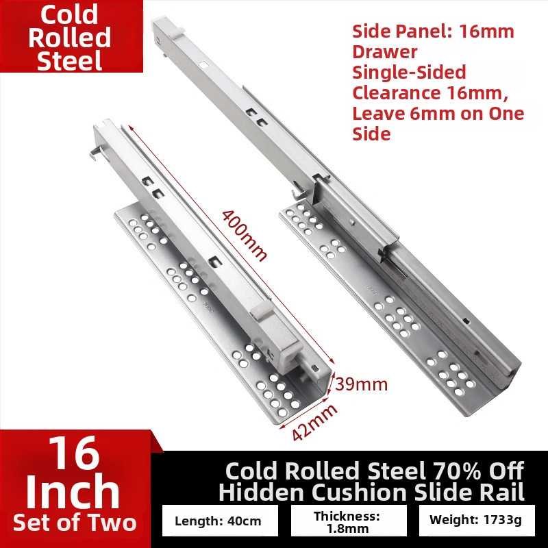 Zásuvný posuvný vodič s tlmičom, skrytý dvojsegmentový model, oceľová konštrukcia, moderný minimalistický štýl