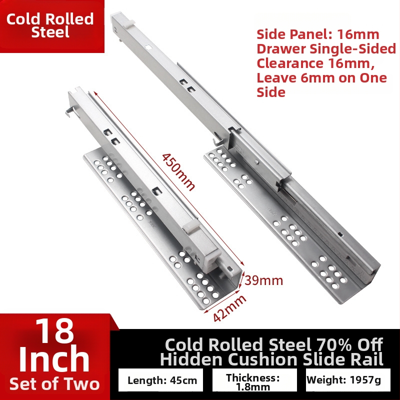 Zásuvný posuvný vodič s tlmičom, skrytý dvojsegmentový model, oceľová konštrukcia, moderný minimalistický štýl