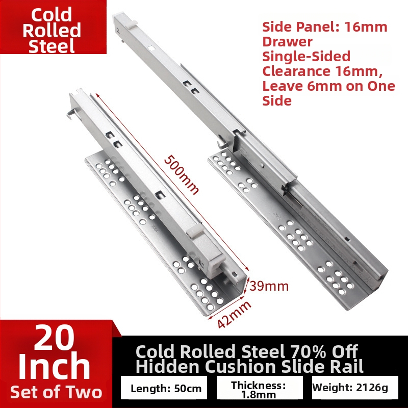 Zásuvný posuvný vodič s tlmičom, skrytý dvojsegmentový model, oceľová konštrukcia, moderný minimalistický štýl