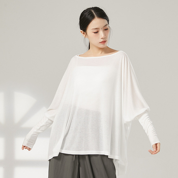 Îmbrăcăminte modernă de dans pentru femei, croială lejeră, top cu mâneci lungi, țesătură poliesterică