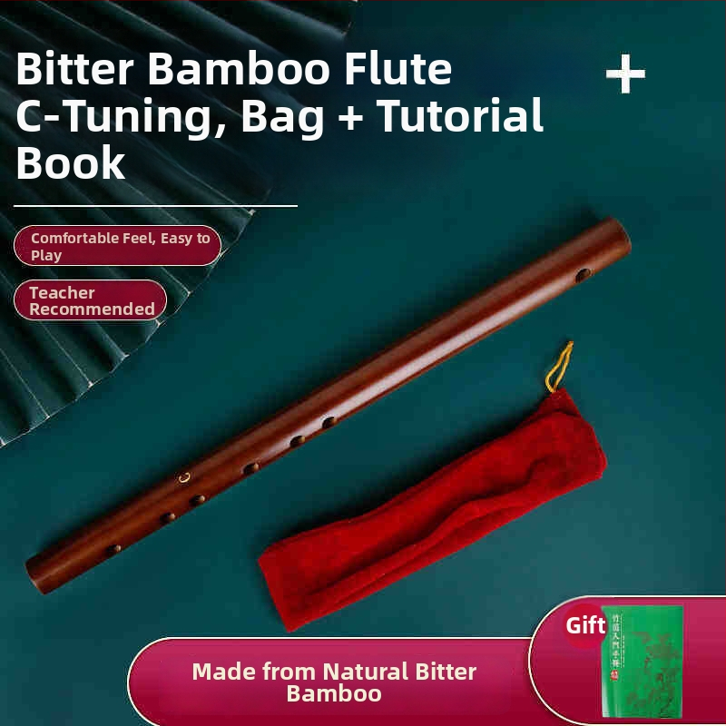 Piccolo flauta, bambusové telo, model 200, pre začiatočníkov, s flanelovou taškou.