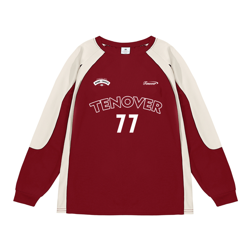 Tricou sport cu mânecă lungă, croială lejeră, poliester, imprimeu geometric, pentru sport în sezonul iarnă-primăvară-toamnă