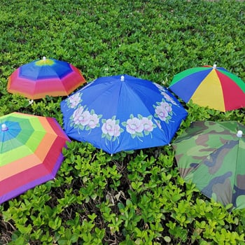 Șapcă-umbrela pentru cap cu țesătură din nailon, 8 brațe din fier, deschidere manuală, protecție solară și împotriva ploilor pentru toate vârstele
