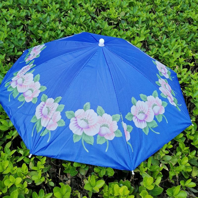 Șapcă-umbrela pentru cap cu țesătură din nailon, 8 brațe din fier, deschidere manuală, protecție solară și împotriva ploilor pentru toate vârstele