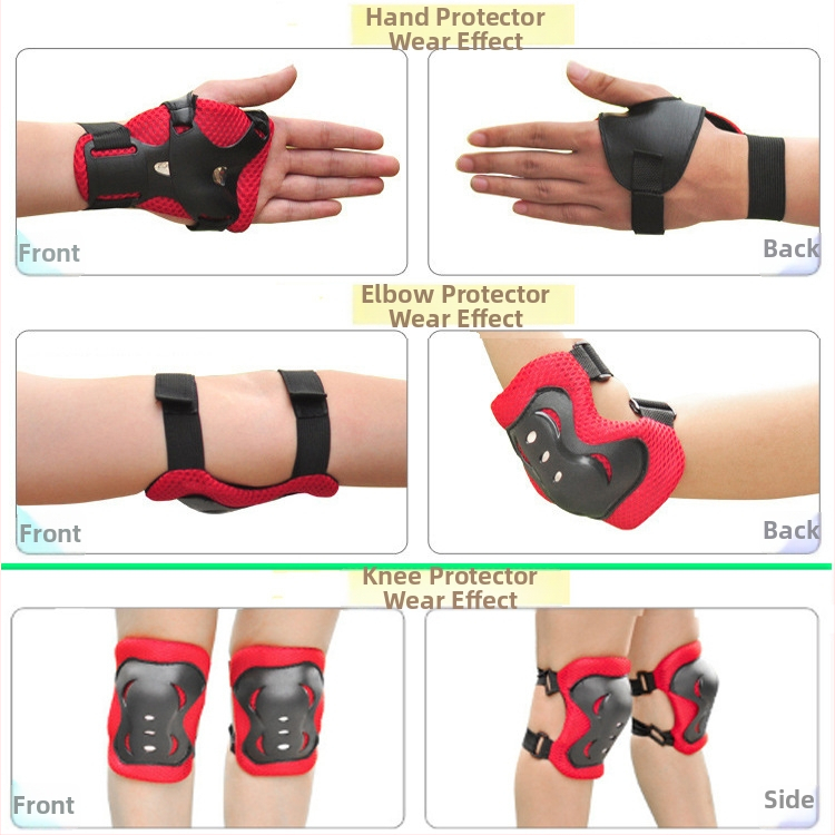 Σετ προστατευτικού εξοπλισμού 6 τεμαχίων για παιδιά για ρόλερ σκιτίνγκ: προστασία παλάμης, καρπού, αγκώνα και γόνατος; για παιδιά; Μάρκα: Super Cool; Συσκευασία: 100 σετ