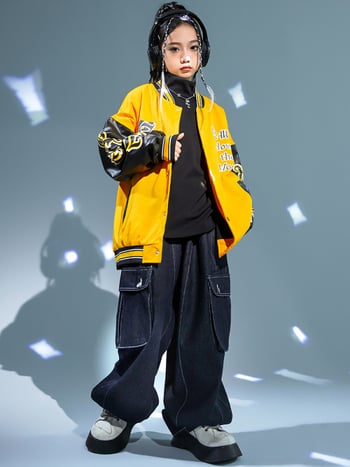 Dječji hip-hop komplet za ples s kombinezonom od 100% pamuka, korejskog stila, unisex, za vježbu, djeca 8+ godina (visina 140 cm+)