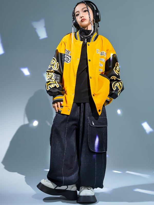 Dječji hip-hop komplet za ples s kombinezonom od 100% pamuka, korejskog stila, unisex, za vježbu, djeca 8+ godina (visina 140 cm+)
