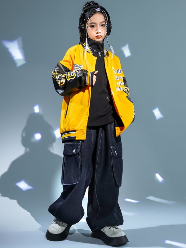 Dječji hip-hop komplet za ples s kombinezonom od 100% pamuka, korejskog stila, unisex, za vježbu, djeca 8+ godina (visina 140 cm+)