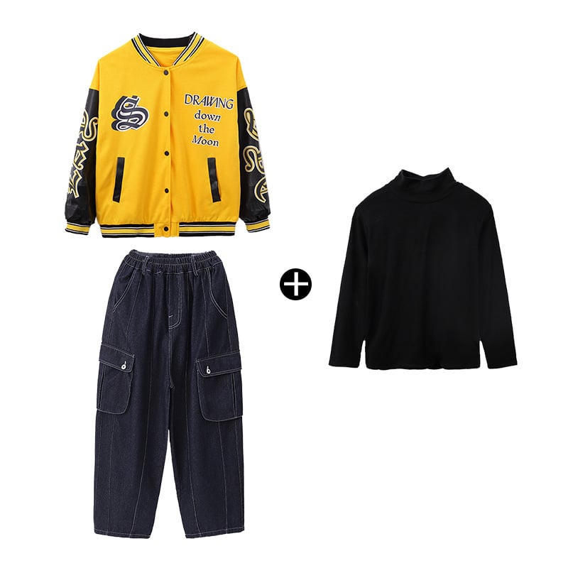 Dječji hip-hop komplet za ples s kombinezonom od 100% pamuka, korejskog stila, unisex, za vježbu, djeca 8+ godina (visina 140 cm+)
