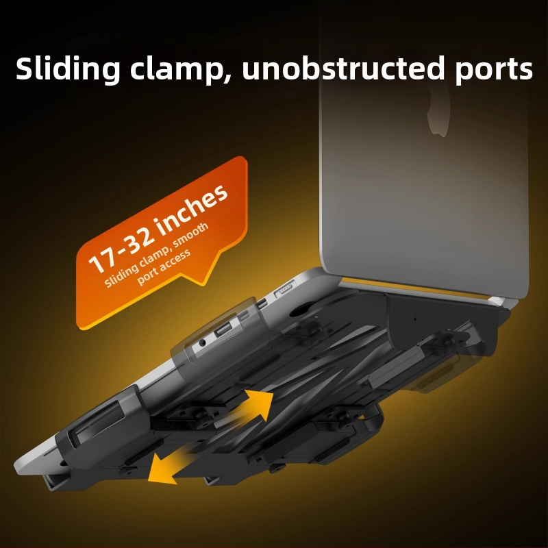 Stojan pre notebook a monitor s dvojitým displejom a visiacou miskou — dvojitá výšková základňa, studenovo valcovaná oceľ, model Tp0071