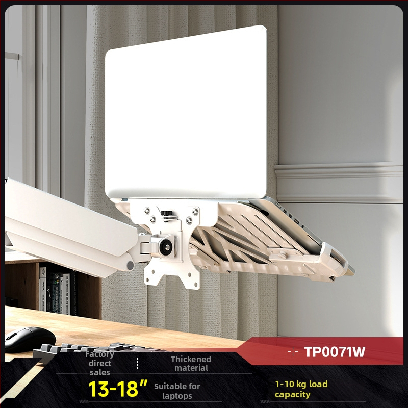 Stojan pre notebook a monitor s dvojitým displejom a visiacou miskou — dvojitá výšková základňa, studenovo valcovaná oceľ, model Tp0071