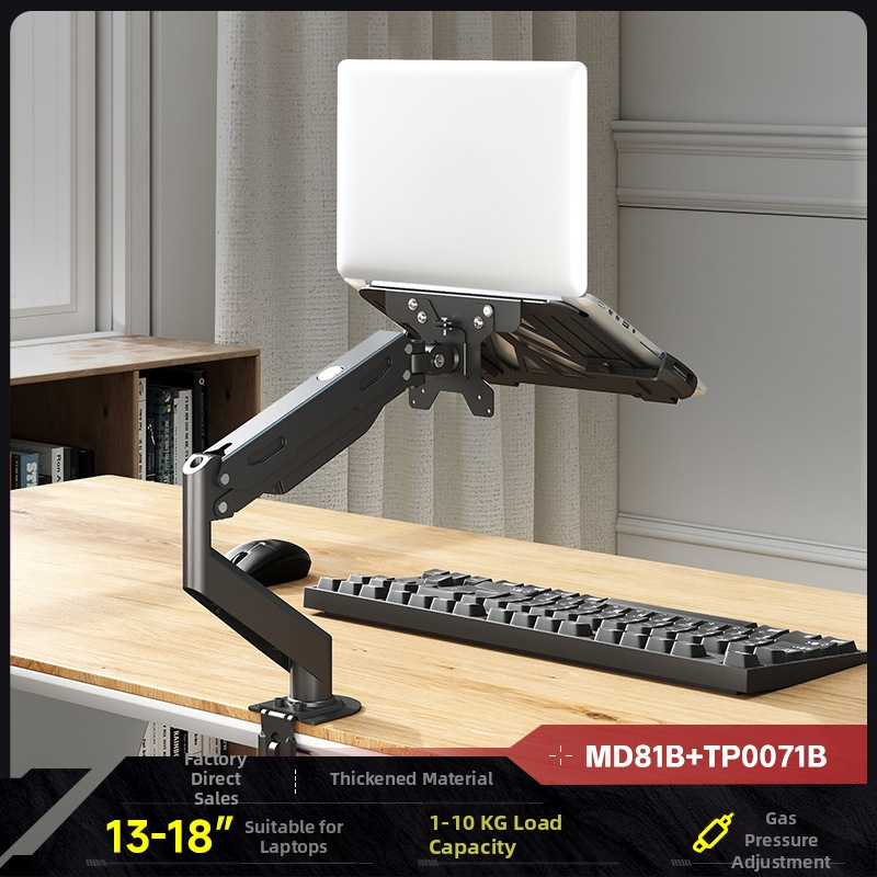 Stojan pre notebook a monitor s dvojitým displejom a visiacou miskou — dvojitá výšková základňa, studenovo valcovaná oceľ, model Tp0071