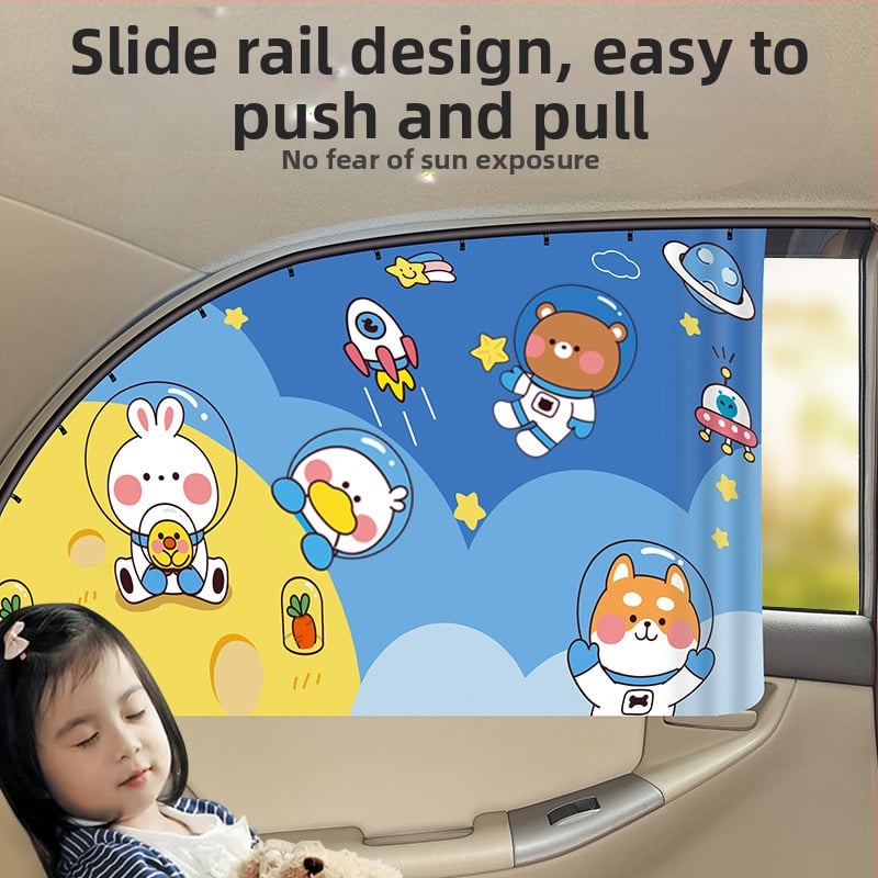 Κουρτίνα σκίασης παραθύρου αυτοκινήτου με ενσωματωμένο ολισθητό οδηγό; παχύ αδιαφανές πολυεστέρας; τύπος κρεμάσματος; γενική συμβατότητα