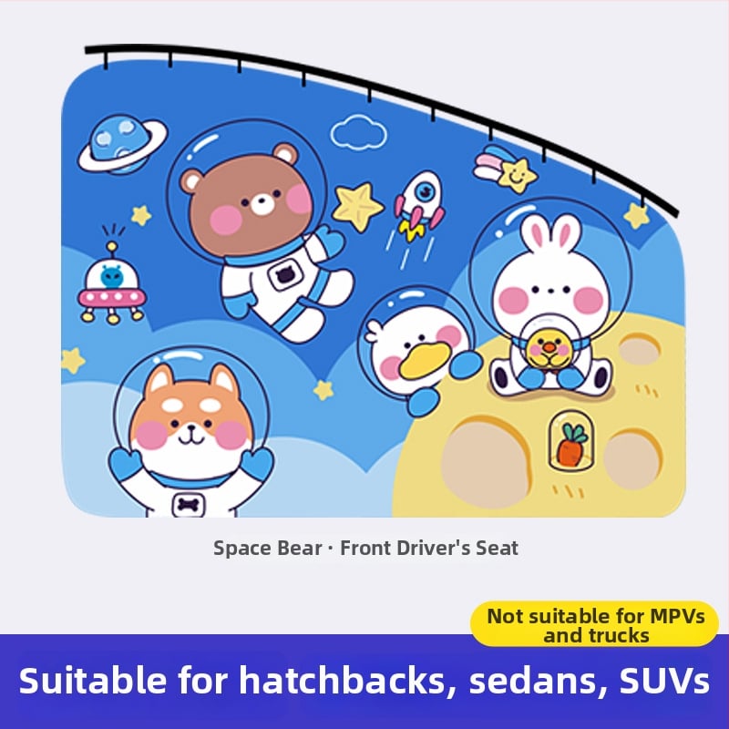 Κουρτίνα σκίασης παραθύρου αυτοκινήτου με ενσωματωμένο ολισθητό οδηγό; παχύ αδιαφανές πολυεστέρας; τύπος κρεμάσματος; γενική συμβατότητα