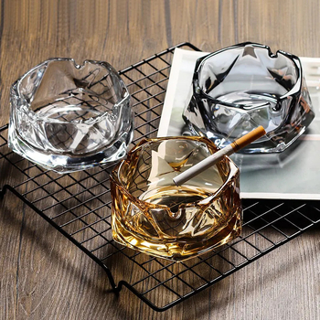 Scrumieră din sticlă de cristal pentru birou – imprimare siglă disponibilă, personalizare, cadou pentru nuntă, zi de naștere și casă nouă; potrivită pentru casă și birou, stil lux ușor