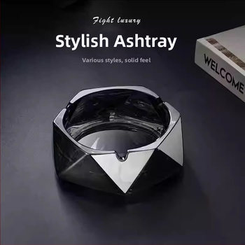 Scrumieră din sticlă de cristal pentru birou – imprimare siglă disponibilă, personalizare, cadou pentru nuntă, zi de naștere și casă nouă; potrivită pentru casă și birou, stil lux ușor