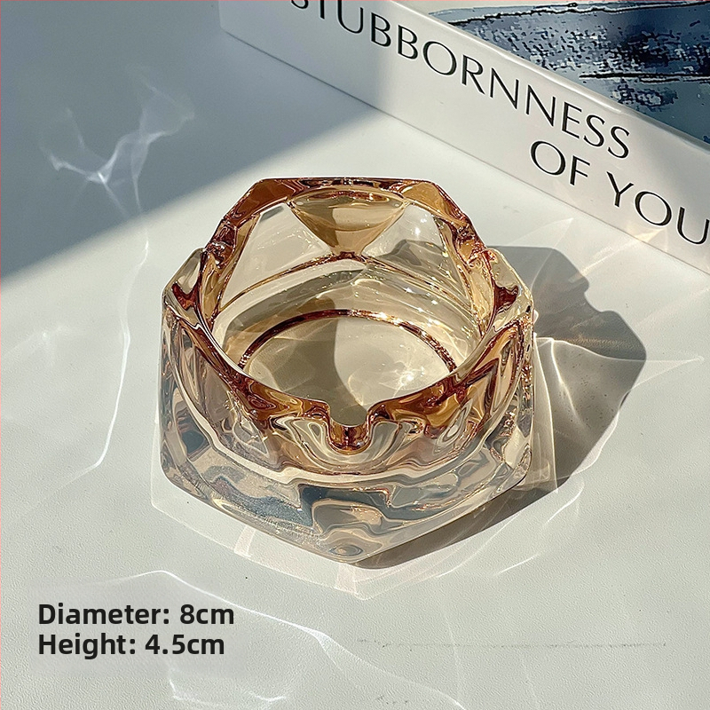 Scrumieră din sticlă de cristal pentru birou – imprimare siglă disponibilă, personalizare, cadou pentru nuntă, zi de naștere și casă nouă; potrivită pentru casă și birou, stil lux ușor