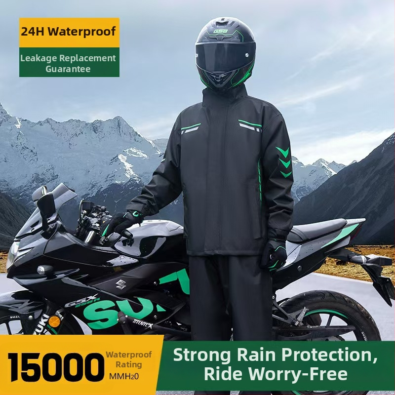 Rozdelený set pláštenky a nohavíc na motocykel, nepremokavý polyester s PU lepidlom, pre dospelých