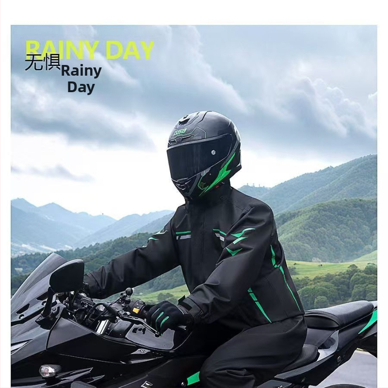 Rozdelený set pláštenky a nohavíc na motocykel, nepremokavý polyester s PU lepidlom, pre dospelých
