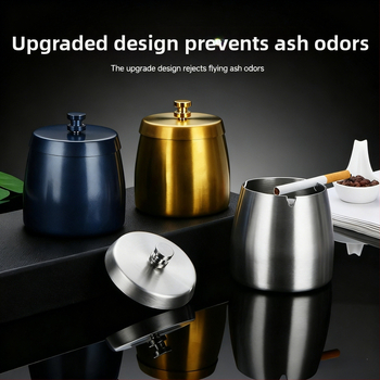 Scrumieră din oțel inoxidabil cu capac, design înălțat, rezistent la vânt, imprimare laser de logo, personalizare disponibilă