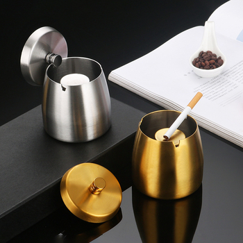 Scrumieră din oțel inoxidabil cu capac, design înălțat, rezistent la vânt, imprimare laser de logo, personalizare disponibilă