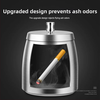 Scrumieră din oțel inoxidabil cu capac, design înălțat, rezistent la vânt, imprimare laser de logo, personalizare disponibilă