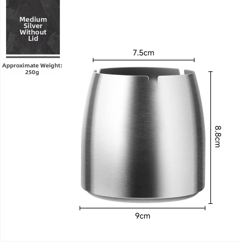 Scrumieră din oțel inoxidabil cu capac, design înălțat, rezistent la vânt, imprimare laser de logo, personalizare disponibilă