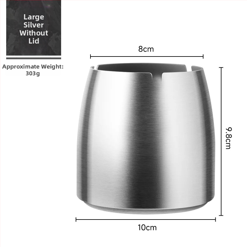 Scrumieră din oțel inoxidabil cu capac, design înălțat, rezistent la vânt, imprimare laser de logo, personalizare disponibilă