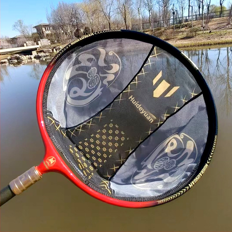 Cap de plasă de pescuit cu inel din aliaj de aluminiu integrat și plasă din nylon, design anti-agățare; adâncime: fund plat 24 cm; fund concav 31 cm