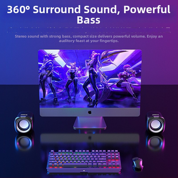 Ηχεία φορητού υπολογιστή USB BT55 με διπλούς οδηγούς, 130Hz-18kHz, SNR ≥80dB