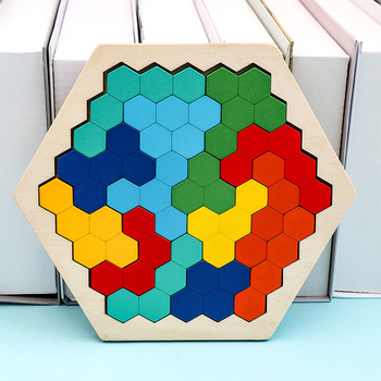 Puzzle din lemn în formă de fagure pentru copii, reconfigurabil, DIY, personalizare la cerere, vârsta 4–6 ani