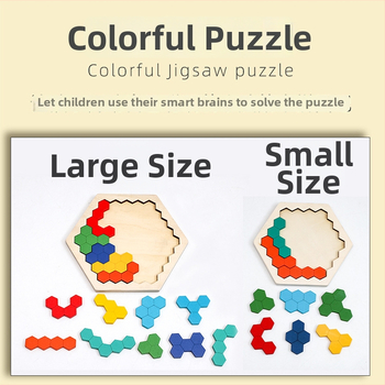 Puzzle din lemn în formă de fagure pentru copii, reconfigurabil, DIY, personalizare la cerere, vârsta 4–6 ani