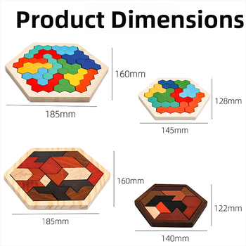 Puzzle din lemn în formă de fagure pentru copii, reconfigurabil, DIY, personalizare la cerere, vârsta 4–6 ani