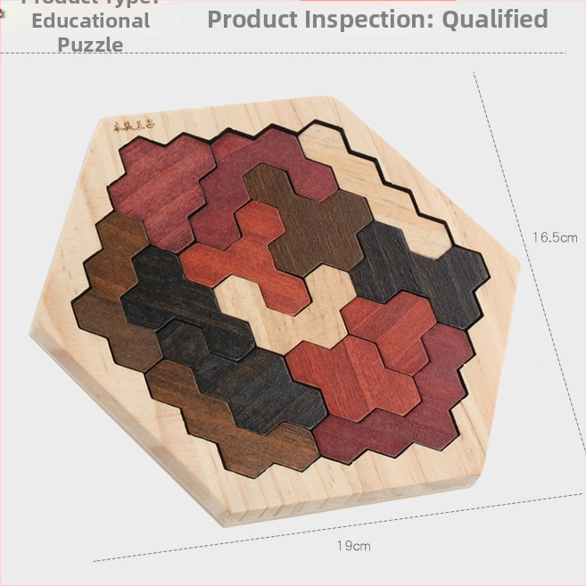 Puzzle din lemn în formă de fagure pentru copii, reconfigurabil, DIY, personalizare la cerere, vârsta 4–6 ani