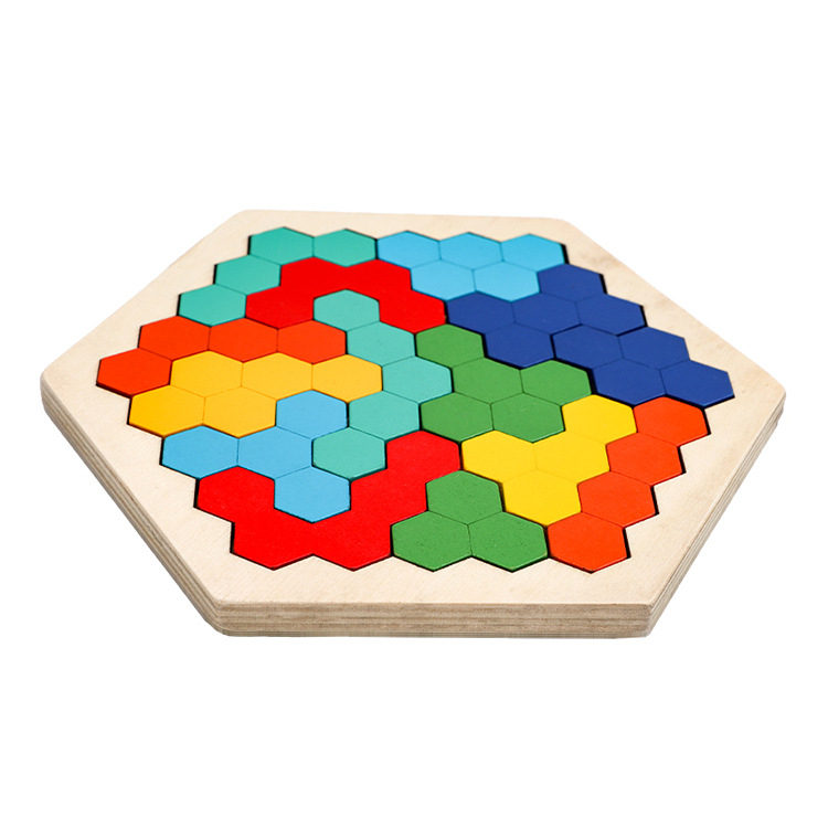 Puzzle din lemn în formă de fagure pentru copii, reconfigurabil, DIY, personalizare la cerere, vârsta 4–6 ani