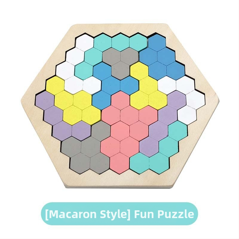 Puzzle din lemn în formă de fagure pentru copii, reconfigurabil, DIY, personalizare la cerere, vârsta 4–6 ani